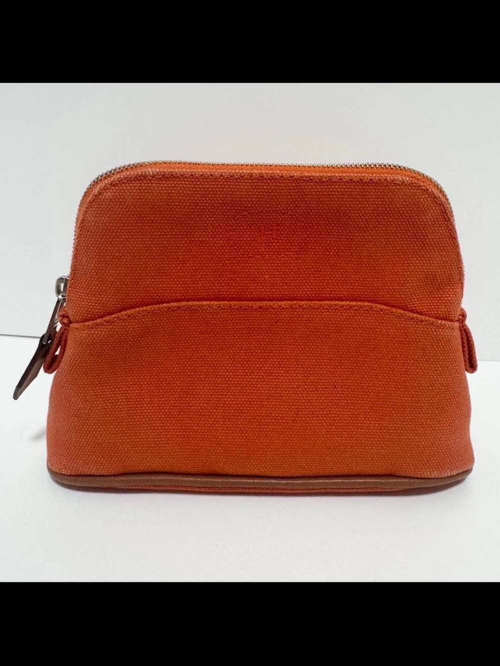 Hermes Orange Canvas Toiletry Pouch